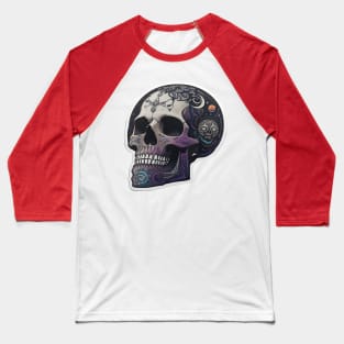 Beautiful moon skull with planets Baseball T-Shirt